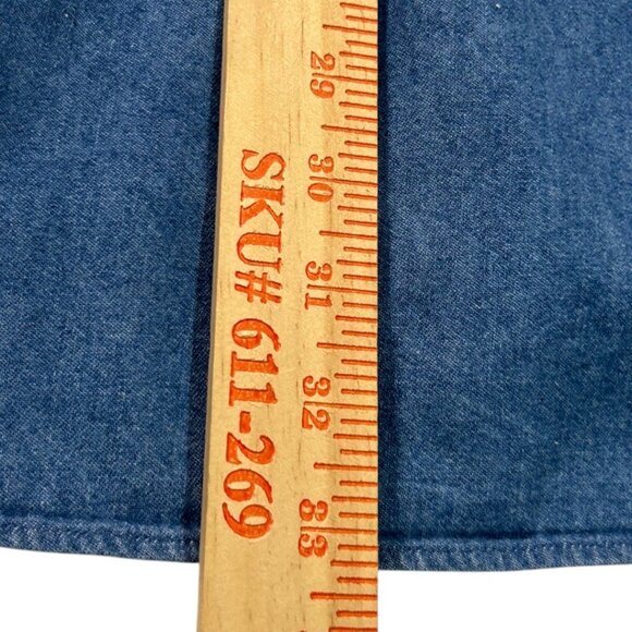 Vintage Chaps Ralph Lauren Medium Wash Blue Jean Denim Button-Up Shirt Size XL - Picture 5 of 5